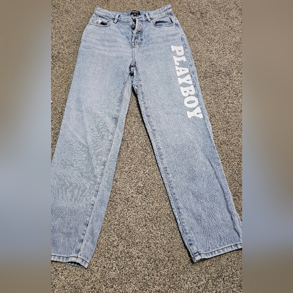 PacSun Denim - The Playboy by PacSun Light Blue High Waisted Straight Leg Jeans have a statemen